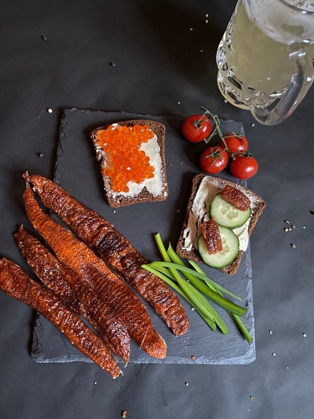 икра форели вяленая, подкопченая, слабосоленая - истык форели- 100 грамм