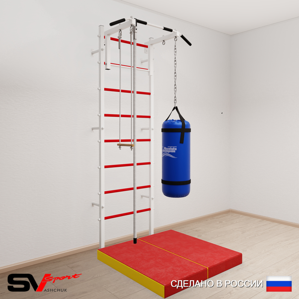 Шведская стенка Sv Sport 5156 (Турник стандарт/Канат/Трапеция/Цепь/Мешок 22кг/Мат 1м)