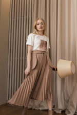 Юбка плиссе ЮННА ассиметричная с клином и разрезами