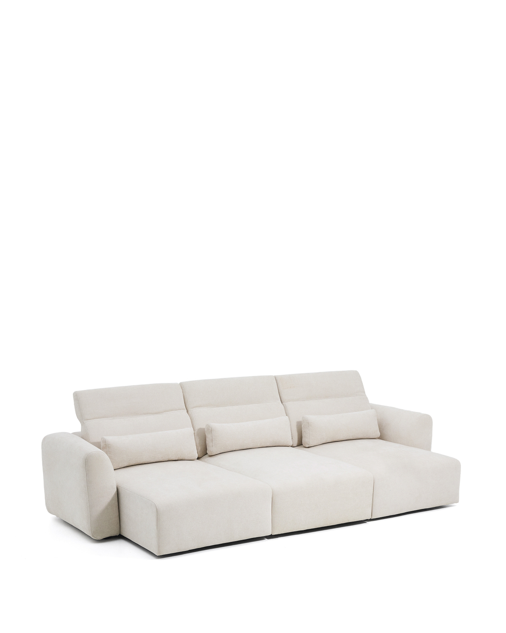 5-местный диван Lares с реклайнером и откидным подголовником из бежевого шенилла, 335 см