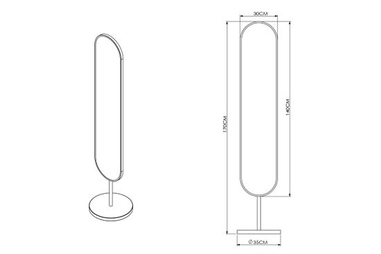19-OA-9889 Зеркало напольное овальное рама черная d35*169см