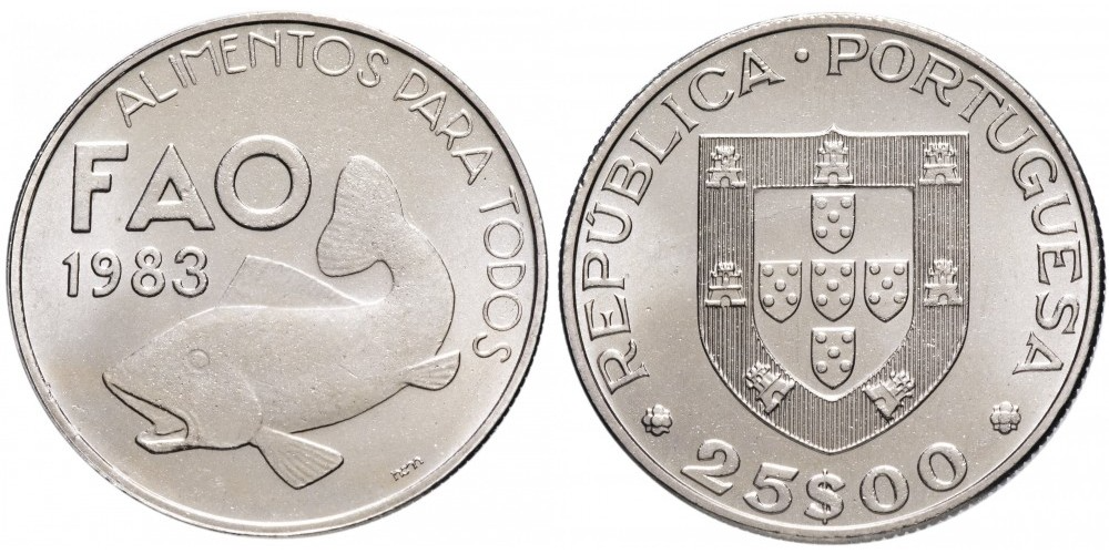 Португалия 25 эскудо, 1983 ФАО UNC