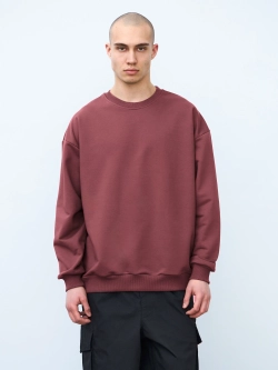 Свитшот оверсайз, без начеса (марсала)