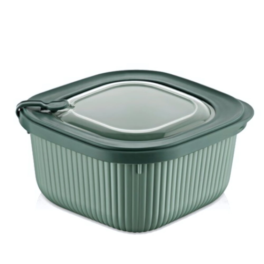 Контейнер вакуумный для СВЧ с крышкой и клапаном 1800мл рифленый цвет в ассортименте