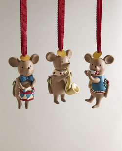 ZARA HOME НАБОР ЕЛОЧНЫХ УКРАШЕНИЙ «МУЗЫКАЛЬНЫЕ МЫШИ» (НАБОР ИЗ 3 ШТУК), РАЗНОЦВЕТНЫЙ