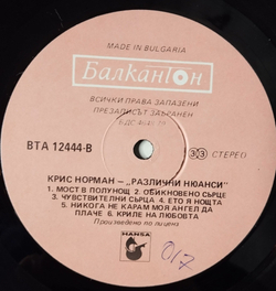 Винтажная виниловая пластинка LP Chris Norman Different Shades (Болгария 1989)