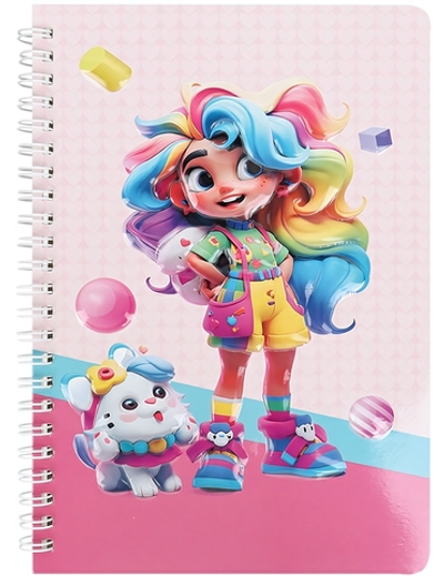 Блокнот 15,5*20,5см. 60л. клетка "Девочка" на спирали DV-15937-2 (Darvish)