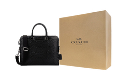 COACH Beckett Leather Portable Crossbody Laptop Bag, Briefcase Large Men"s Black