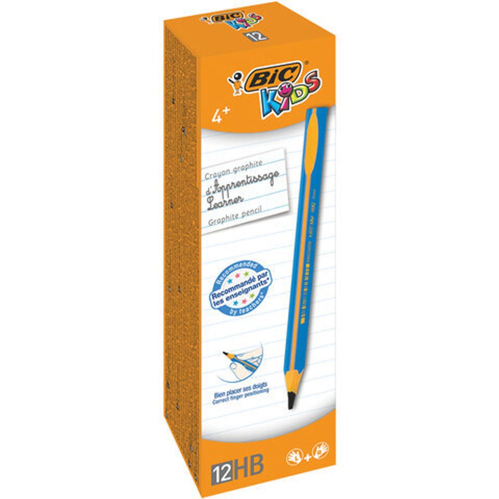 Карандаш чернографитный утолщенный BIC, 1 шт., "Kids Evolution", HB, трехгранный, корпус синий с желтым, заточенный, 919262