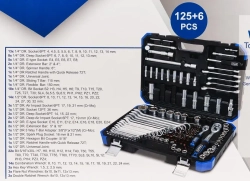 Набор инструментов 125+6пр.1/4''1/2''(6-гран.)(4-36мм,36-12гр.)+(ключи трещоточные:8х10,12х13мм, ключи резрезные:8х10,9х11,12х13мм) Scheppach Sch-41252-5 (Premium)