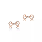 Серьги из розового золота с бриллиантами, Tiffany, любящие сердца