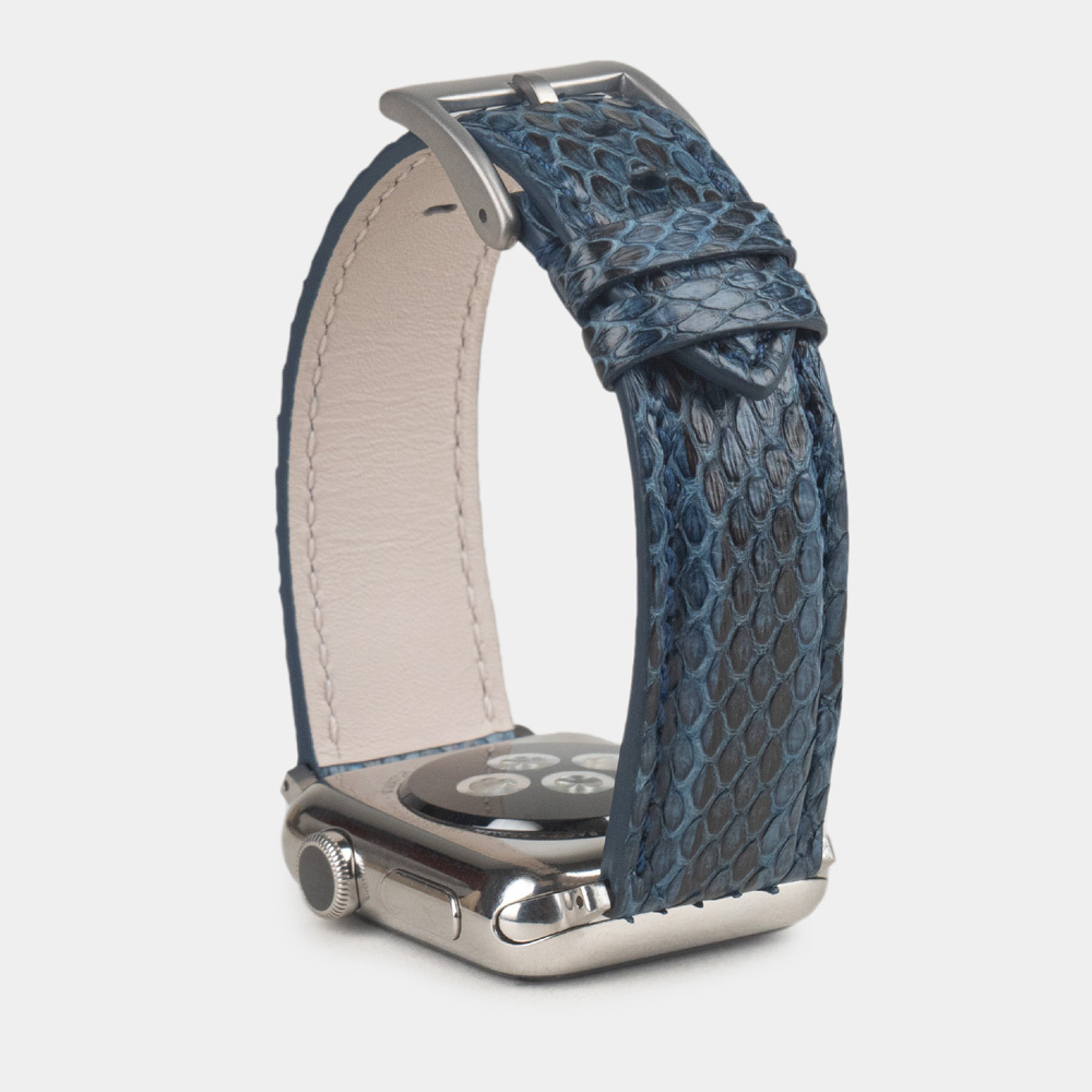Ремешок для Apple Watch 40/41/42 mm из кожи питона, синего цвета