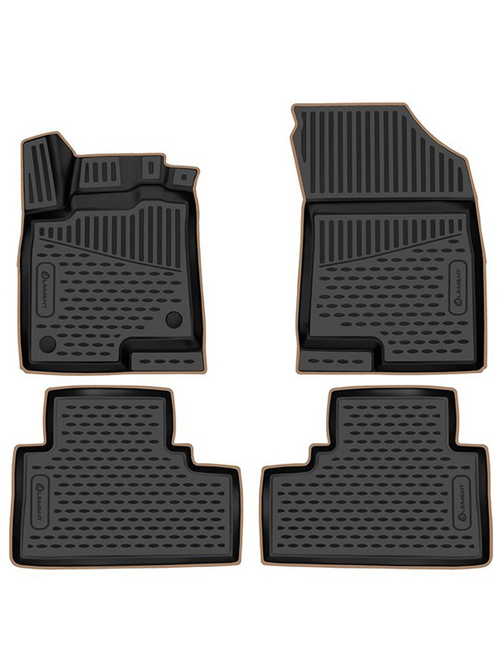 Коврики в салон для HAVAL Jolion 2021-, 2WD, 4шт. (бежевый кант, полиуретан) KANT.ELEM3DAN0015210K.BG