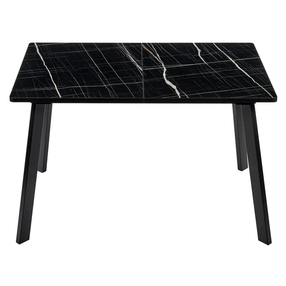 Стол Bradex Home Dublin раскладной 120-160х80х75 чёрный мрамор с чёрными ножками