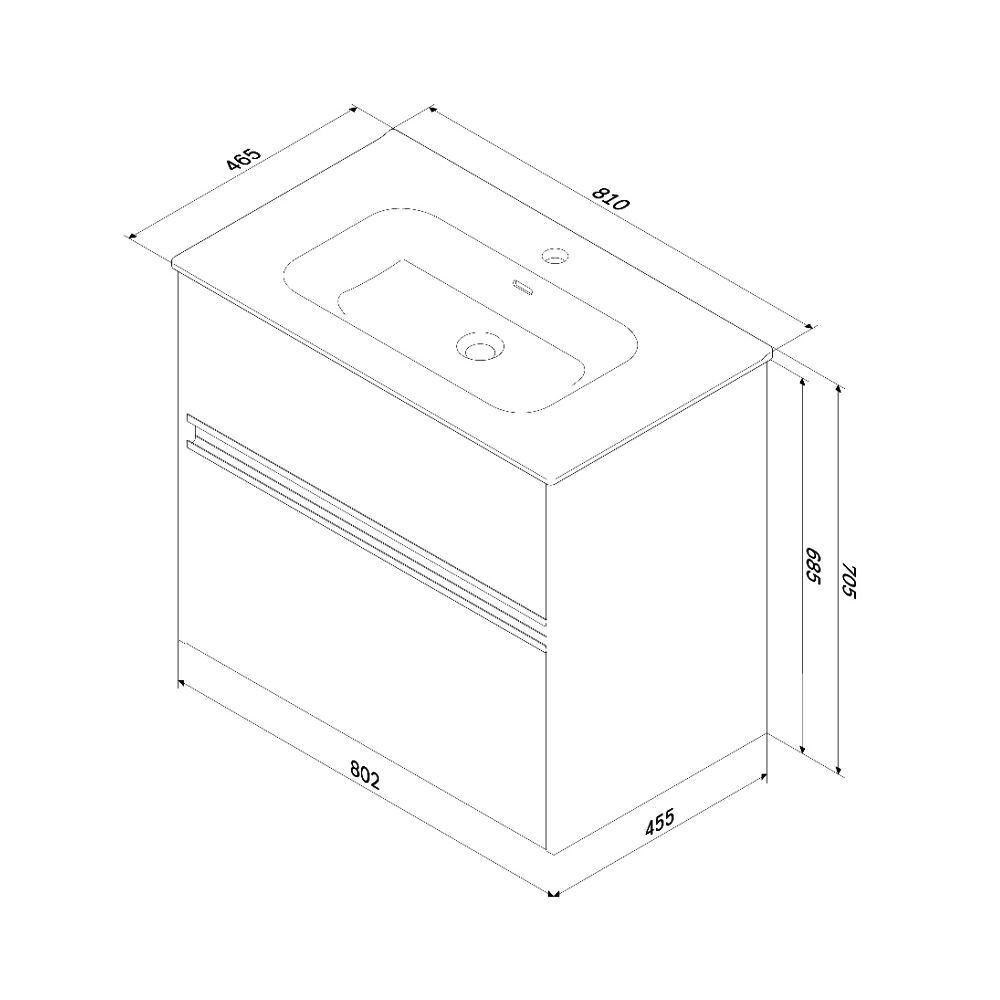 База под раковину, универсальная, 80 см, белый глянец