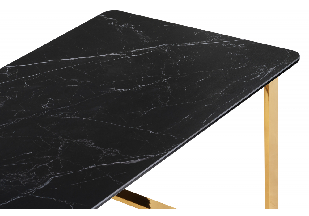 Керамический стол Woodville Селена 2 140х80 черный мрамор, золото