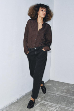 ZARA ДЖИНСЫ ZW COLLECTION ПОЛНОЙ ДЛИНЫ СО СРЕДНЕЙ ПОСАДКОЙ, ЧЕРНЫЙ