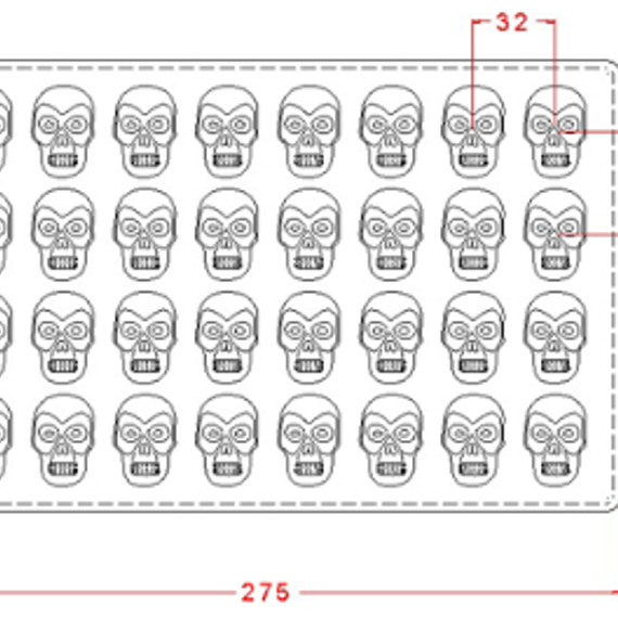 781 | Форма для шоколадных изделий &quot;Череп&quot; (275*175 мм)