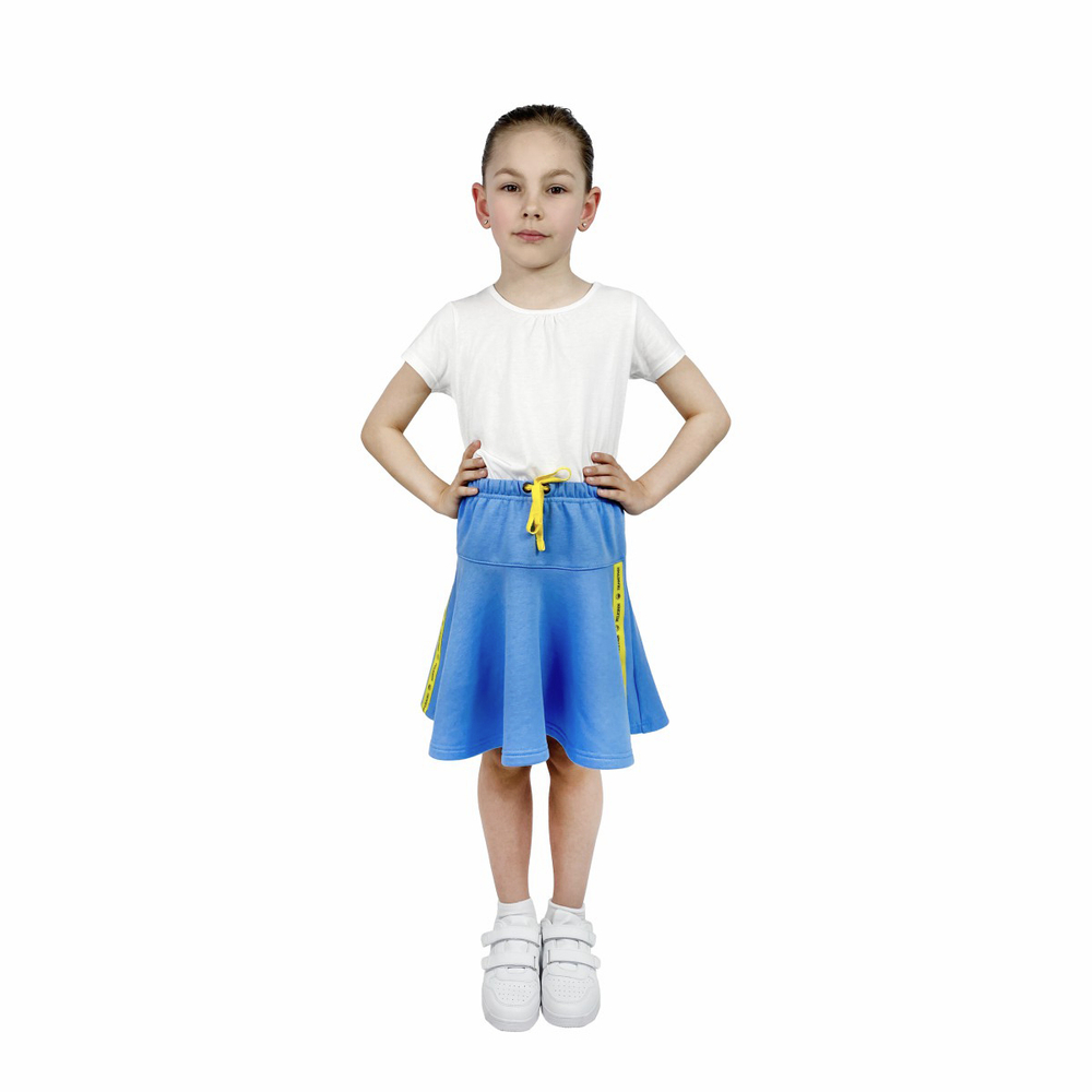 Юбка для девочки, модель №2 (с прямой кокеткой), рост 104 см, голубая