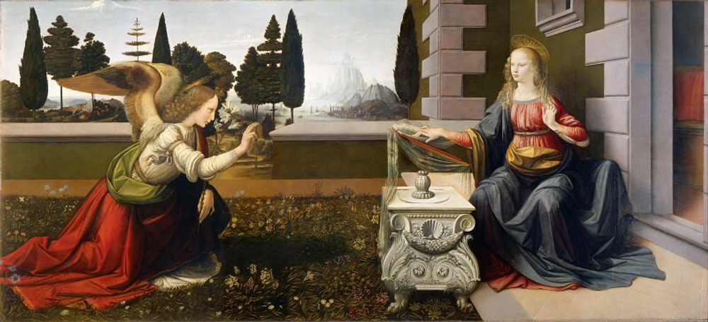 Благовещение, Леонардо да Винчи, картина (репродукция) Настене.рф.png
