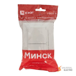 Минск Розетка 2-местная СП с/з с крышкой 16А белая с защ, штор, IP44 EKF
