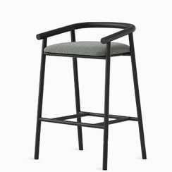 Полубарный стул Tout, 65 см, черный с серой обивкой