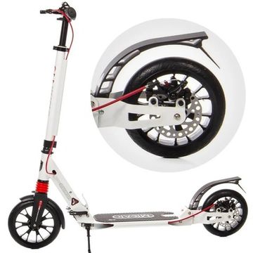 Складной двухколёсный самокат Micar Storm Pro 200 мм с двумя амортизаторами и ручным дисковым тормозом, белый