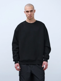 Свитшот оверсайз, с начесом (черный)