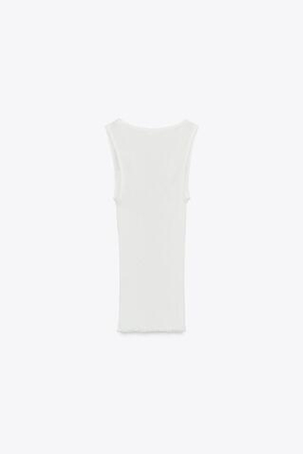 ZARA ФУТБОЛКА В РУБЧИК С КРУЖЕВОМ, ЖЕЛТОВАТО-БЕЛЫЙ