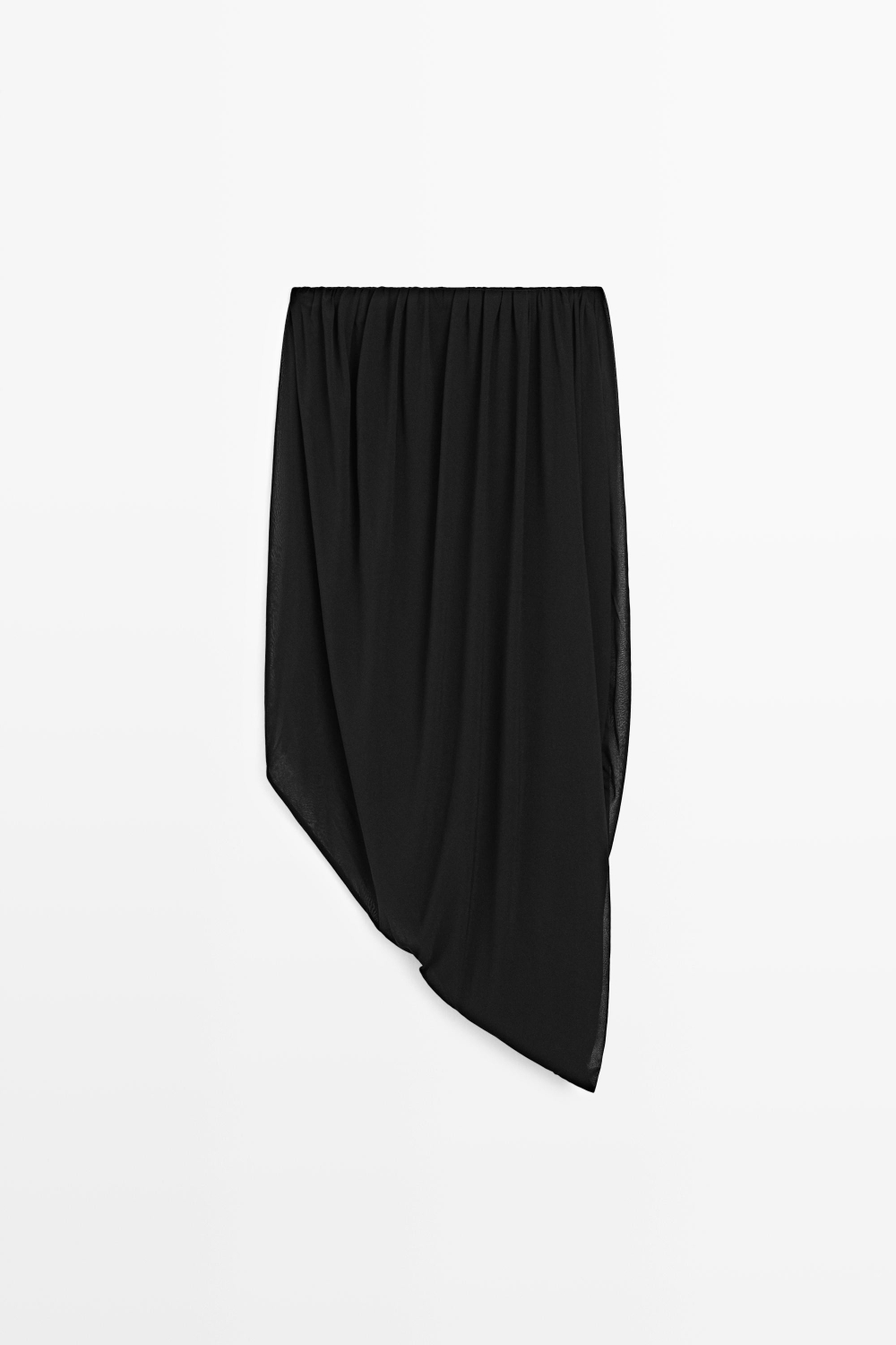 Massimo Dutti Струящийся топ без бретелей с плиссировкой, черный