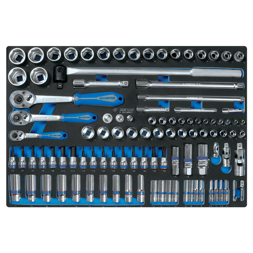 KING TONY (9-9503MRV01) Набор торцевых головок 1/4" & 3/8" & 1/2" с принадлежностями, ложемент, 103 предмета