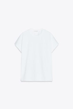 ZARA ФУТБОЛКА СО СПУЩЕННЫМИ ПЛЕЧЕВЫМИ ШВАМИ, БЕЛЫЙ