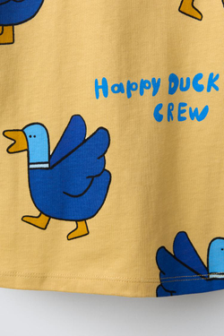 ZARA ФУТБОЛКА С ПРИНТОМ «УТКИ», МЯГКИЙ ЖЕЛТЫЙ