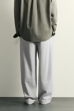ZARA ДЖОГГЕРЫ WIDE-FIT, СЕРЫЙ МЕЛАНЖ