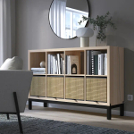 Стеллаж - IKEA KALLAX, 147х39х94 см, под беленый дуб/черный, КАЛЛАКС ИКЕА
