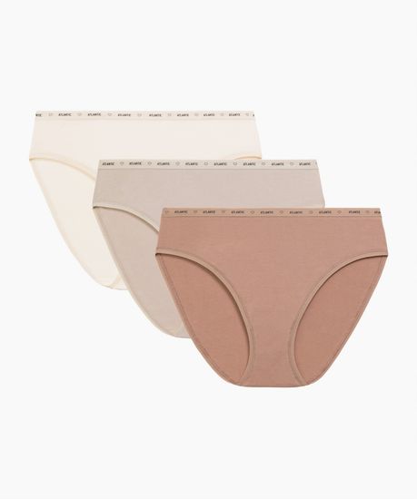 Женские трусы спорт (3шт) Atlantic 3CLP-010, хлопок, темный экрю + бежевый + темно-бежевый