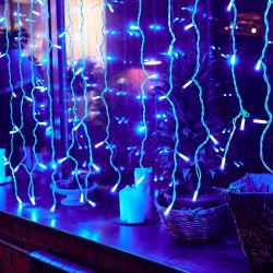 ULD-C2030-240-TWK BLUE IP67 Занавес светодиодный с эффектом мерцания. 3х2м. Соединяемый. 240 светодиодов. Синий свет. Провод белый. TM Uniel.