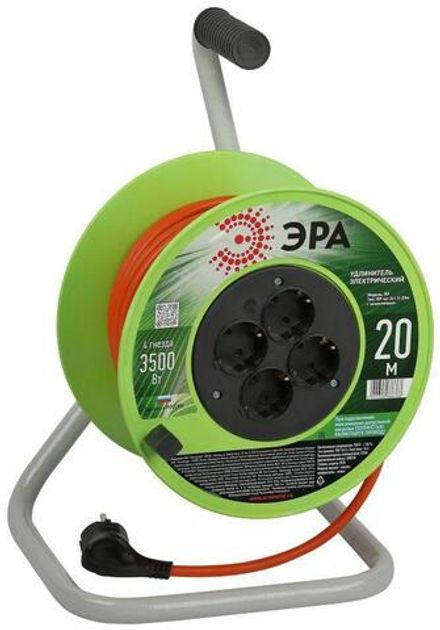 Удлинитель на катушке 4х20м с заземл. RP-4e-3x1.5-20m ПВС 3х1.5 Эра Б0056101