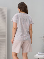 Костюм с шортами КНк-161/бежевый-полоскабуквы