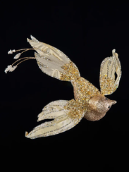 Елочное украшение Птица счастья 18*25 см., на клипсе, золото, бисер, Christmas DeLuxe (89050)