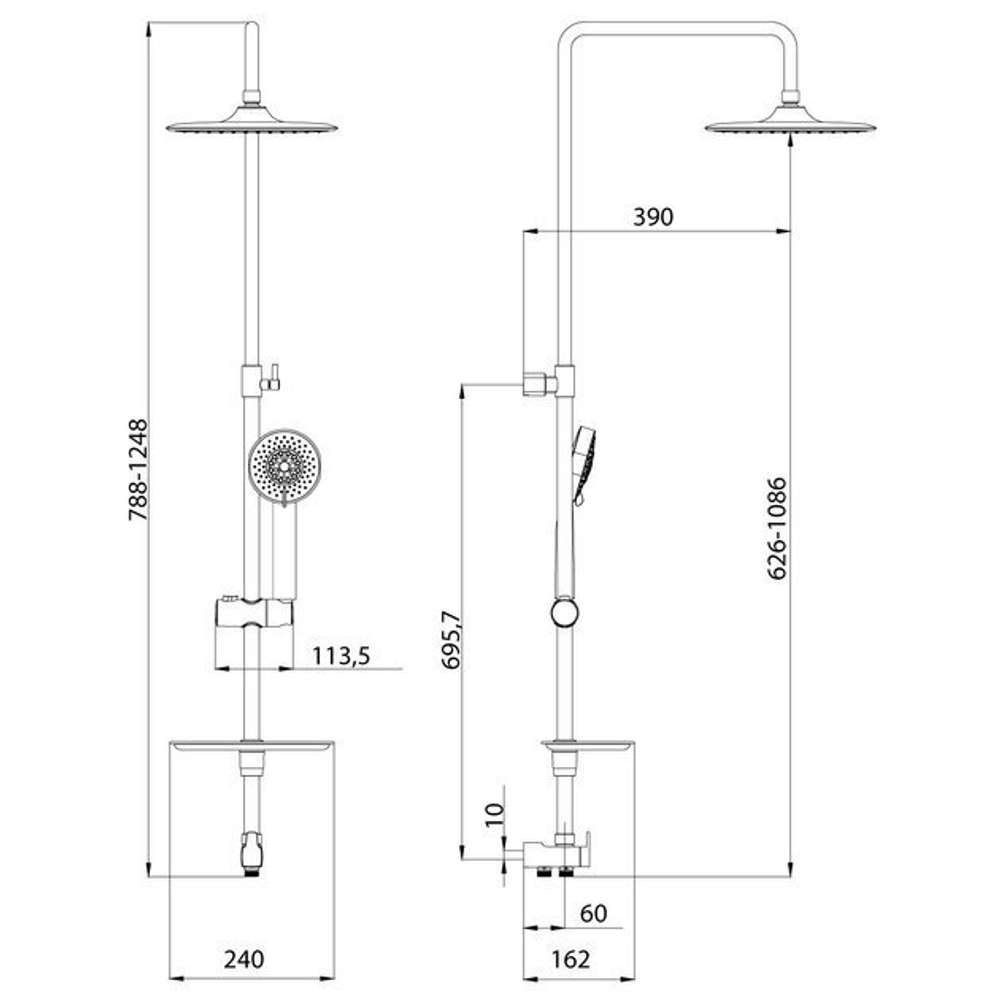 Душевой гарнитур с верхней лейкой "Тропический дождь" LEMARK - LM8803C