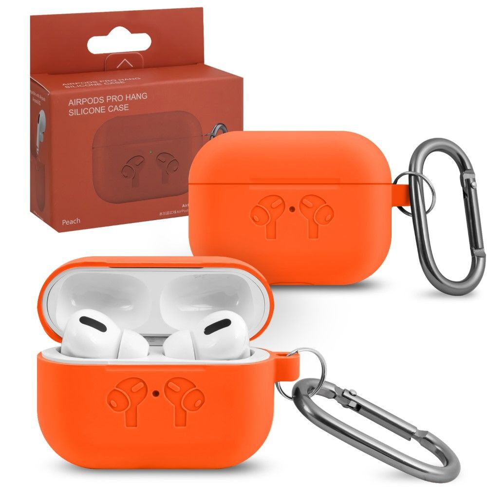 Чехол для AirPods Pro Hang Silicone HF (Peach) с карабином