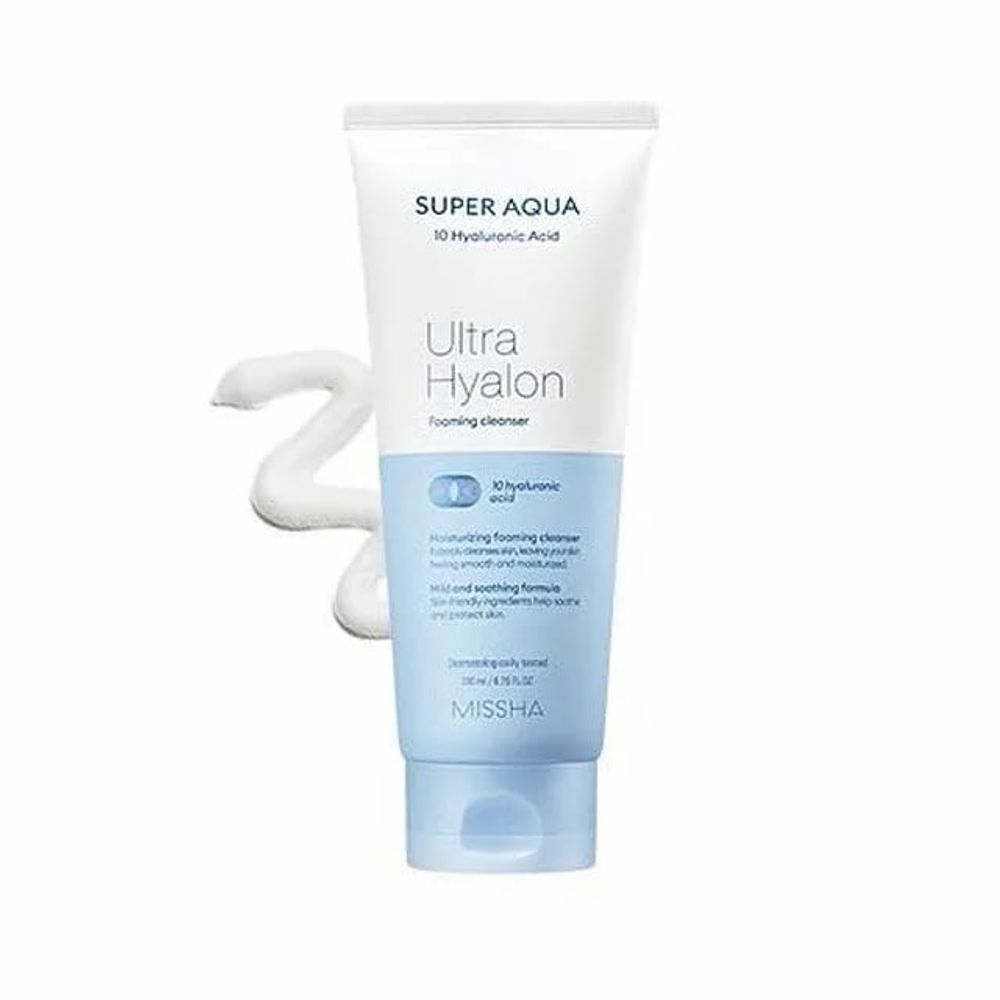 Missha Super Aqua Ultra Hyalron Cleansing Foam увлажняющая пенка с 10 видами гиалуроновой кислоты