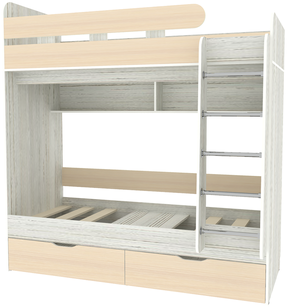 Двухъярусная кровать КарИВи Юниор 5 80х190 Винтерберг  Дуб Молочный