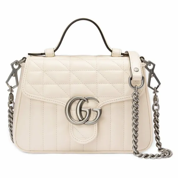 Мини-сумка Gucci GG Marmont с ручкой сверху белый