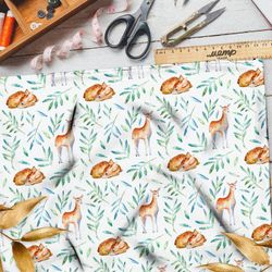 Ткань поплин акварельные оленята