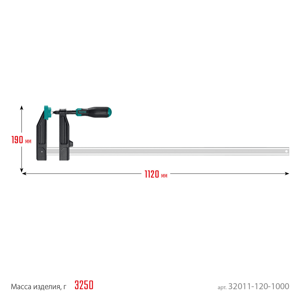 KRAFTOOL MF-1000/120, 120 х 1000 мм, струбцина F (32011-120-1000)