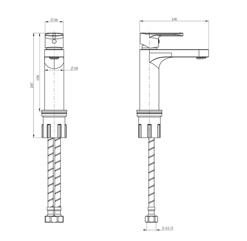 Смеситель для раковины WONZON & WOGHAND, Черный матовый (WW-H1032-MB)