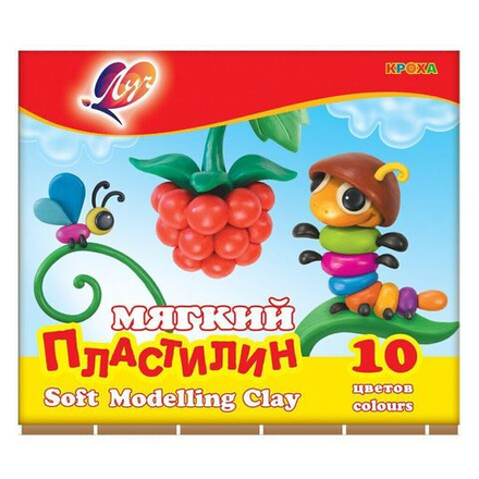 Пластилин 10цв 150гр. Кроха, мягкий, карт.упак., со стеком