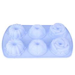 Форма силиконовая для выпечки 6 ячеек "Цветочный микс" 7*7*3,5см/ 27*17*3,5см.(4вида)